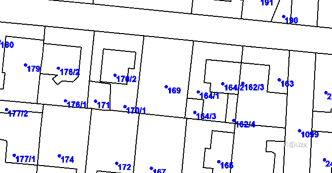 Parcela st. 169 v KÚ Čimice, Katastrální mapa