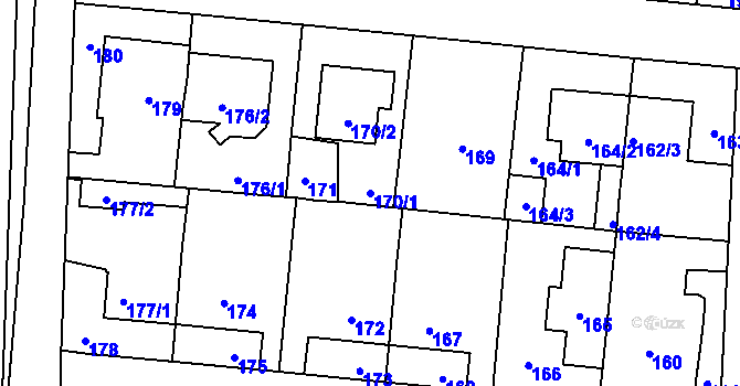 Parcela st. 170/1 v KÚ Čimice, Katastrální mapa