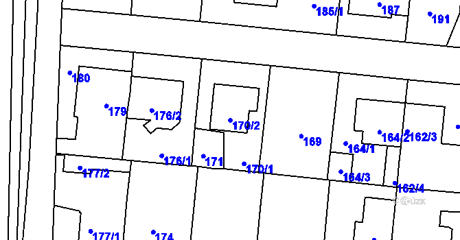 Parcela st. 170/2 v KÚ Čimice, Katastrální mapa
