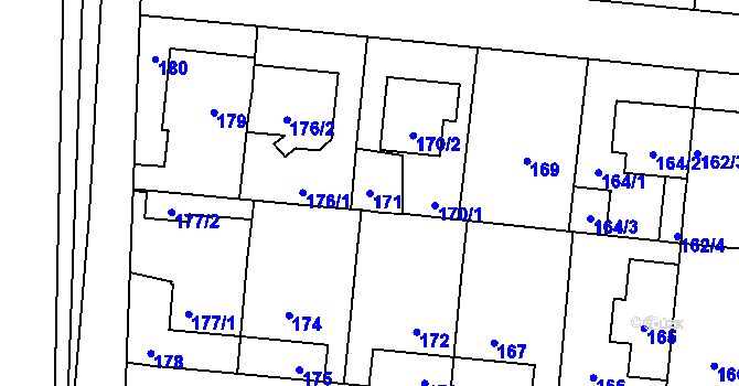 Parcela st. 171 v KÚ Čimice, Katastrální mapa