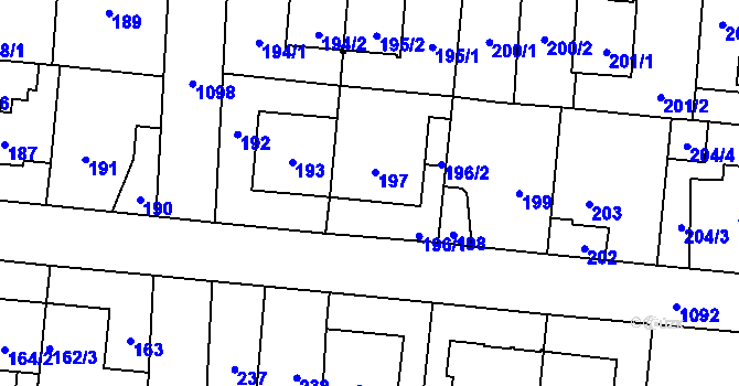 Parcela st. 197 v KÚ Čimice, Katastrální mapa