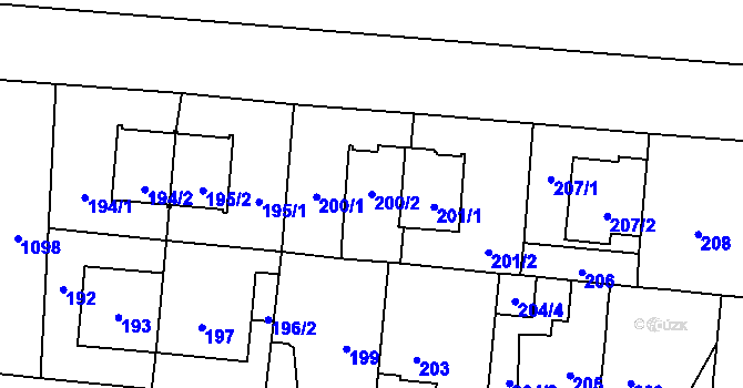 Parcela st. 200/2 v KÚ Čimice, Katastrální mapa