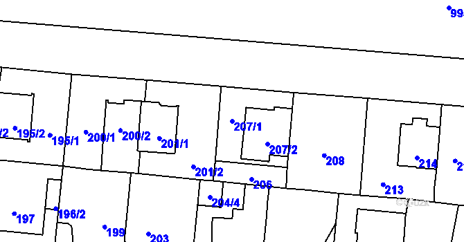 Parcela st. 207/1 v KÚ Čimice, Katastrální mapa