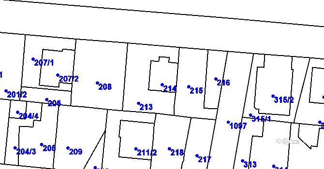 Parcela st. 214 v KÚ Čimice, Katastrální mapa