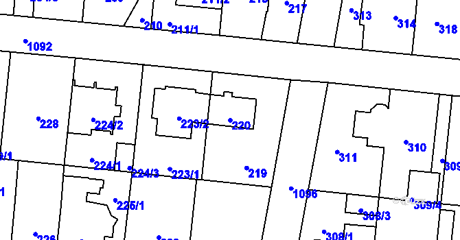 Parcela st. 220 v KÚ Čimice, Katastrální mapa