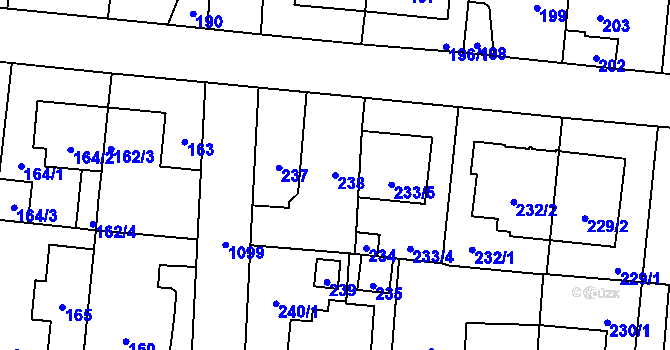 Parcela st. 238 v KÚ Čimice, Katastrální mapa