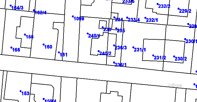 Parcela st. 240/2 v KÚ Čimice, Katastrální mapa