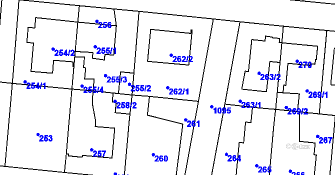 Parcela st. 262/1 v KÚ Čimice, Katastrální mapa