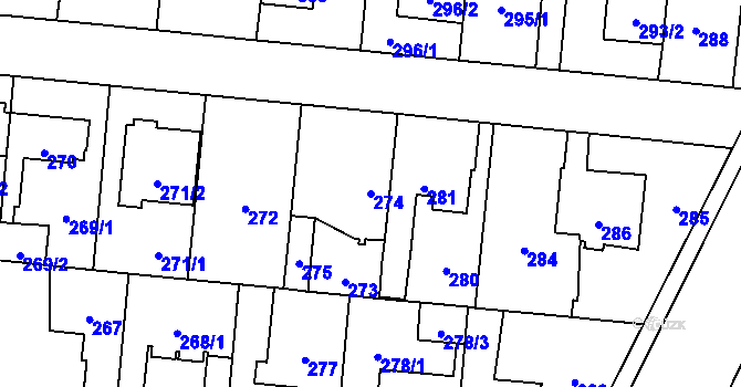 Parcela st. 274 v KÚ Čimice, Katastrální mapa