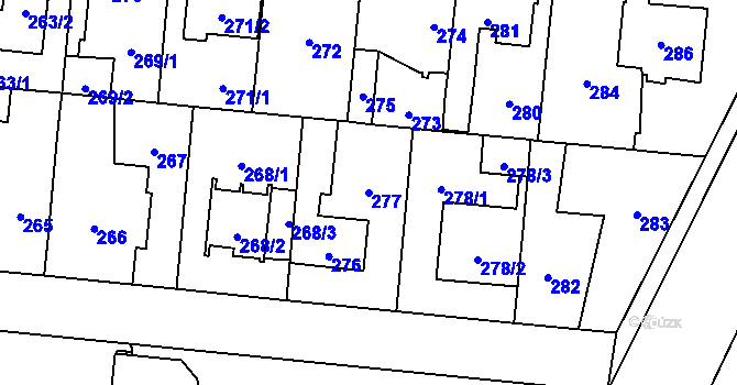 Parcela st. 277 v KÚ Čimice, Katastrální mapa