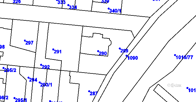 Parcela st. 290 v KÚ Čimice, Katastrální mapa