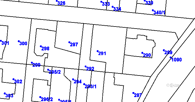 Parcela st. 291 v KÚ Čimice, Katastrální mapa