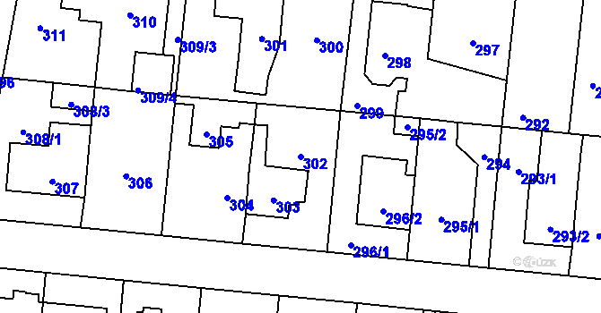 Parcela st. 302 v KÚ Čimice, Katastrální mapa