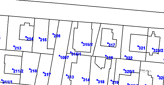 Parcela st. 315/2 v KÚ Čimice, Katastrální mapa