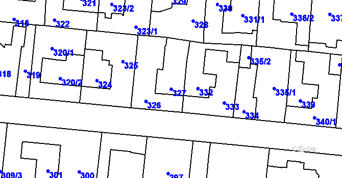 Parcela st. 327 v KÚ Čimice, Katastrální mapa