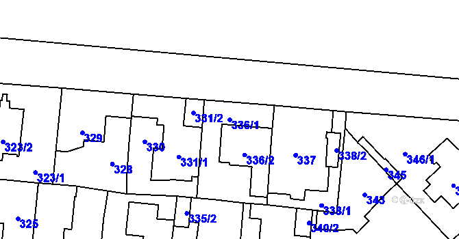 Parcela st. 336/1 v KÚ Čimice, Katastrální mapa