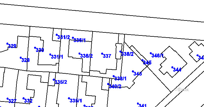 Parcela st. 337 v KÚ Čimice, Katastrální mapa