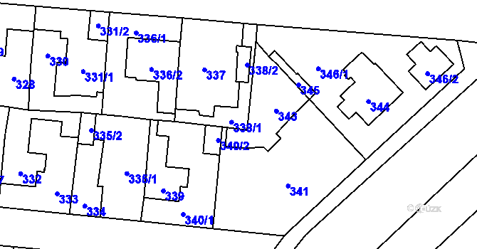 Parcela st. 338 v KÚ Čimice, Katastrální mapa