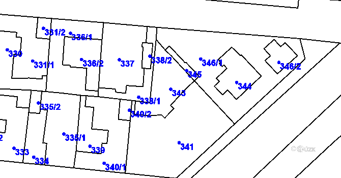 Parcela st. 343 v KÚ Čimice, Katastrální mapa