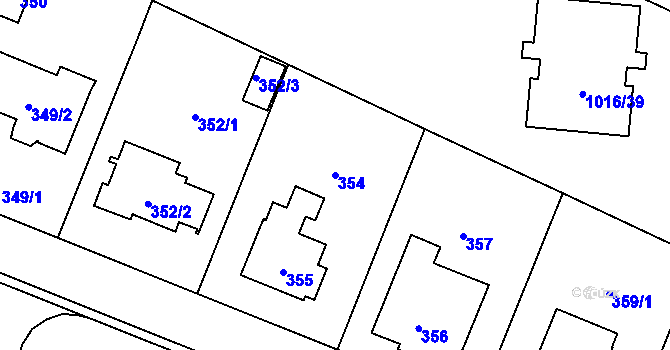 Parcela st. 354 v KÚ Čimice, Katastrální mapa