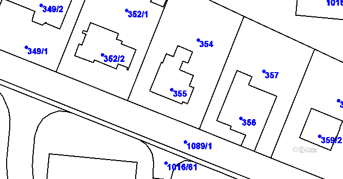 Parcela st. 355 v KÚ Čimice, Katastrální mapa