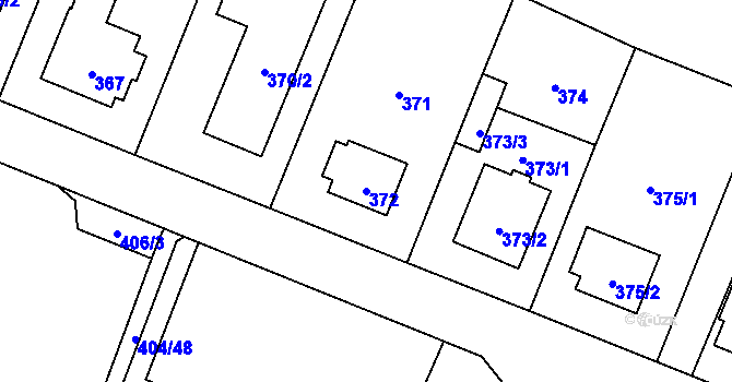Parcela st. 372 v KÚ Čimice, Katastrální mapa