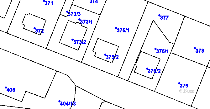 Parcela st. 375/2 v KÚ Čimice, Katastrální mapa