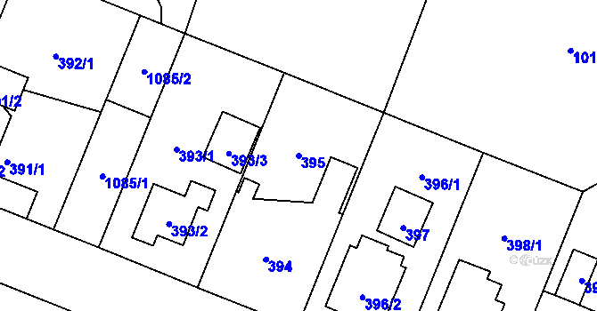Parcela st. 395 v KÚ Čimice, Katastrální mapa