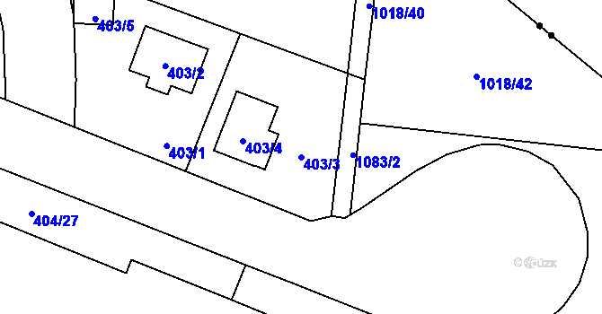 Parcela st. 403/3 v KÚ Čimice, Katastrální mapa