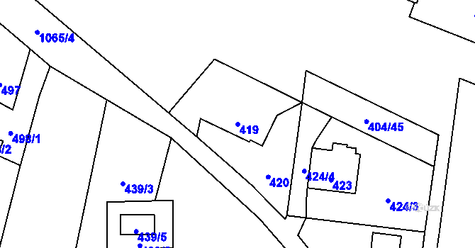 Parcela st. 419 v KÚ Čimice, Katastrální mapa