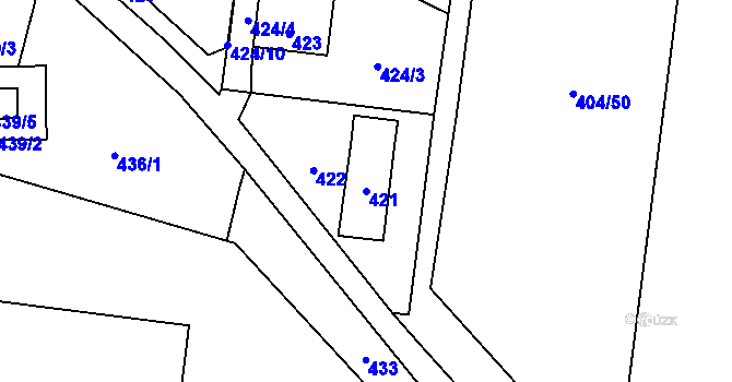 Parcela st. 421 v KÚ Čimice, Katastrální mapa