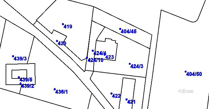 Parcela st. 423 v KÚ Čimice, Katastrální mapa