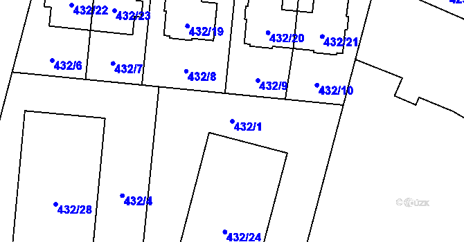 Parcela st. 432/1 v KÚ Čimice, Katastrální mapa