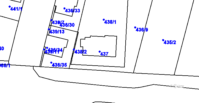 Parcela st. 437 v KÚ Čimice, Katastrální mapa