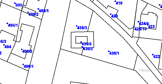 Parcela st. 439/5 v KÚ Čimice, Katastrální mapa