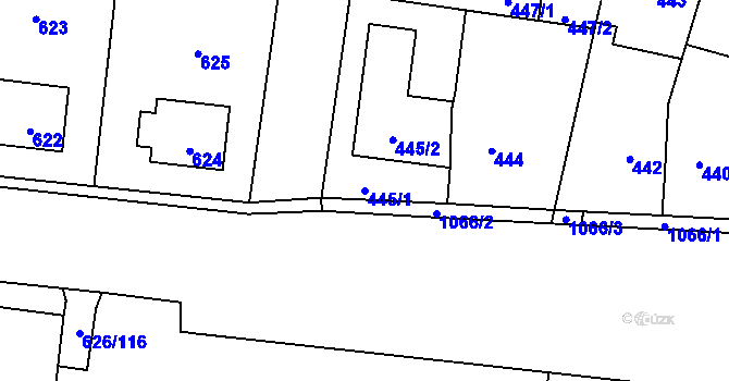 Parcela st. 445/1 v KÚ Čimice, Katastrální mapa
