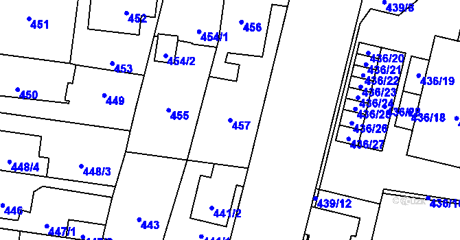 Parcela st. 457 v KÚ Čimice, Katastrální mapa