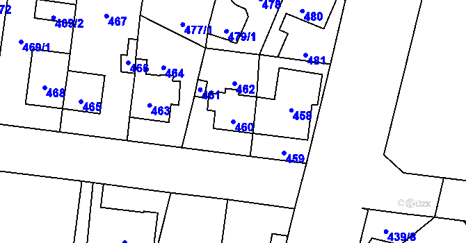 Parcela st. 460 v KÚ Čimice, Katastrální mapa