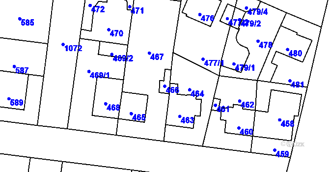 Parcela st. 466 v KÚ Čimice, Katastrální mapa