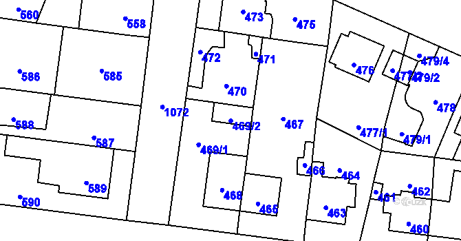 Parcela st. 469/2 v KÚ Čimice, Katastrální mapa