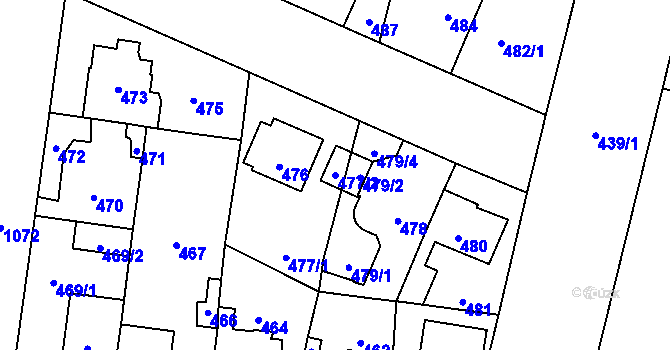 Parcela st. 477/2 v KÚ Čimice, Katastrální mapa