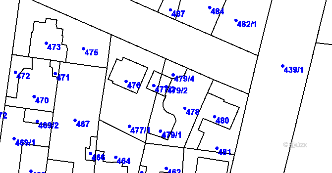 Parcela st. 479/2 v KÚ Čimice, Katastrální mapa