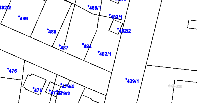 Parcela st. 482/1 v KÚ Čimice, Katastrální mapa