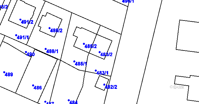 Parcela st. 483/2 v KÚ Čimice, Katastrální mapa