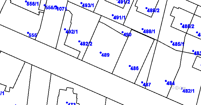 Parcela st. 489 v KÚ Čimice, Katastrální mapa