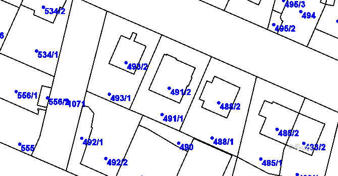 Parcela st. 491/2 v KÚ Čimice, Katastrální mapa
