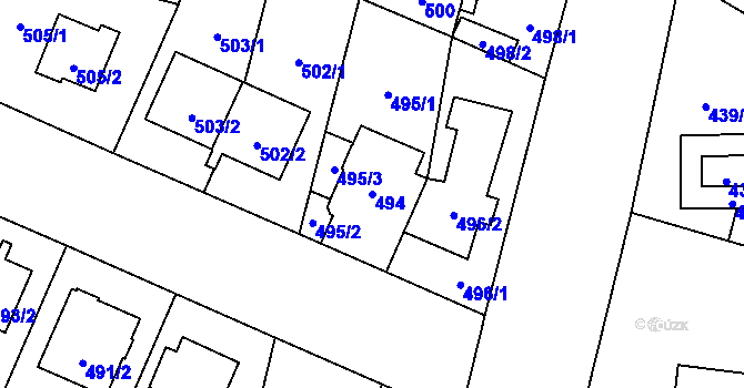 Parcela st. 494 v KÚ Čimice, Katastrální mapa