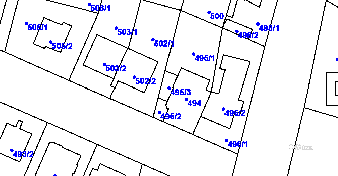 Parcela st. 495/3 v KÚ Čimice, Katastrální mapa