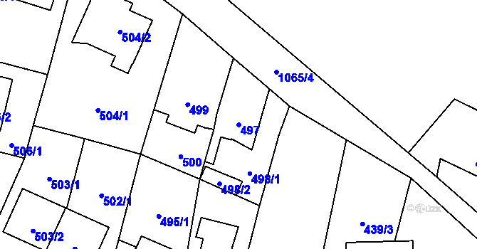 Parcela st. 497 v KÚ Čimice, Katastrální mapa