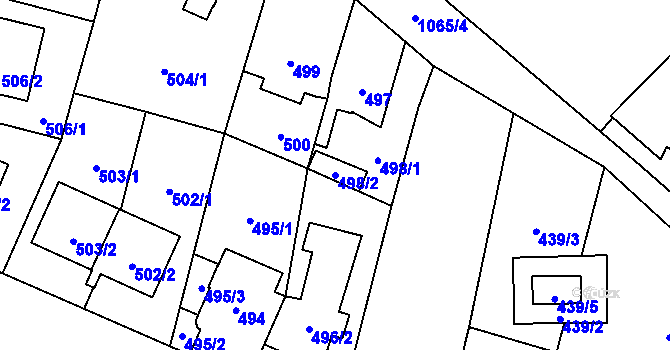 Parcela st. 498/2 v KÚ Čimice, Katastrální mapa